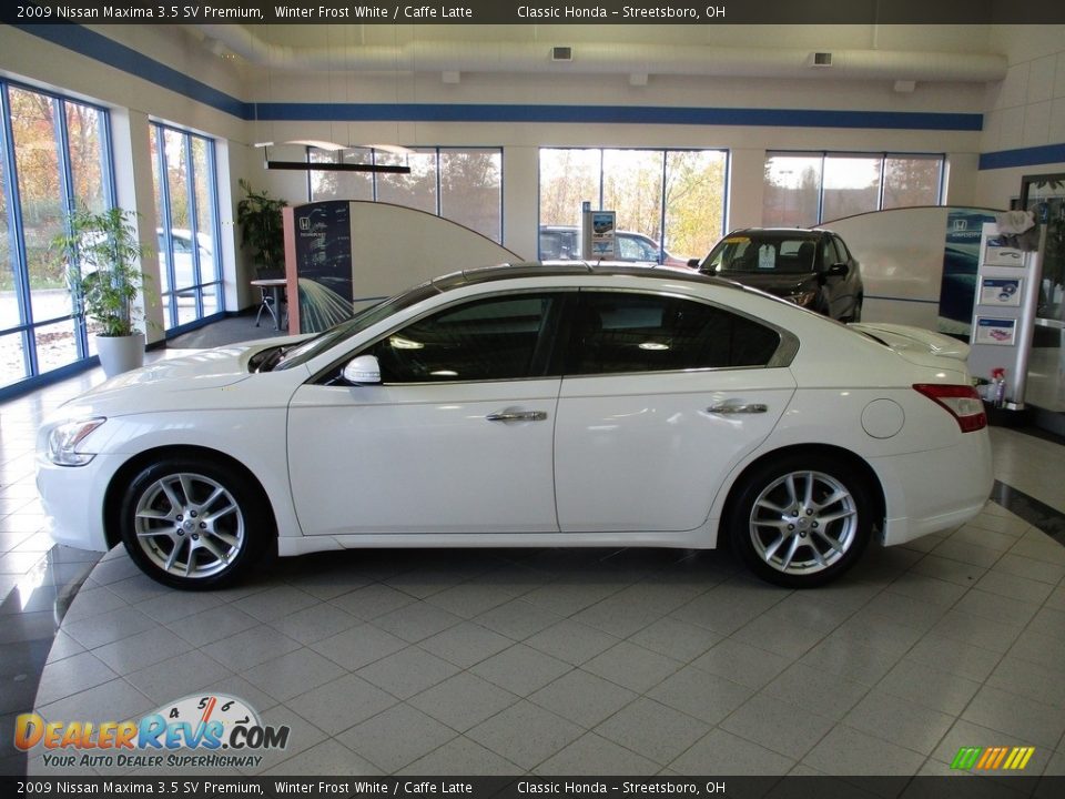 2009 Nissan Maxima 3.5 SV Premium Winter Frost White / Caffe Latte Photo #10