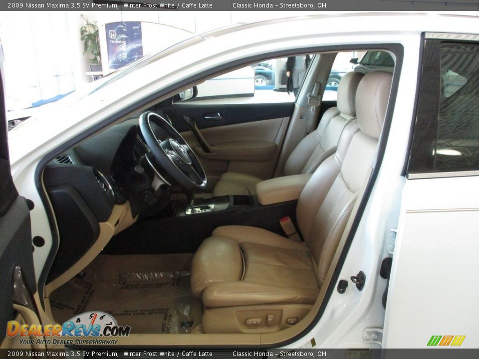 2009 Nissan Maxima 3.5 SV Premium Winter Frost White / Caffe Latte Photo #28