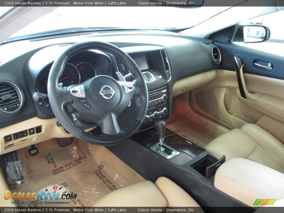 2009 Nissan Maxima 3.5 SV Premium Winter Frost White / Caffe Latte Photo #30