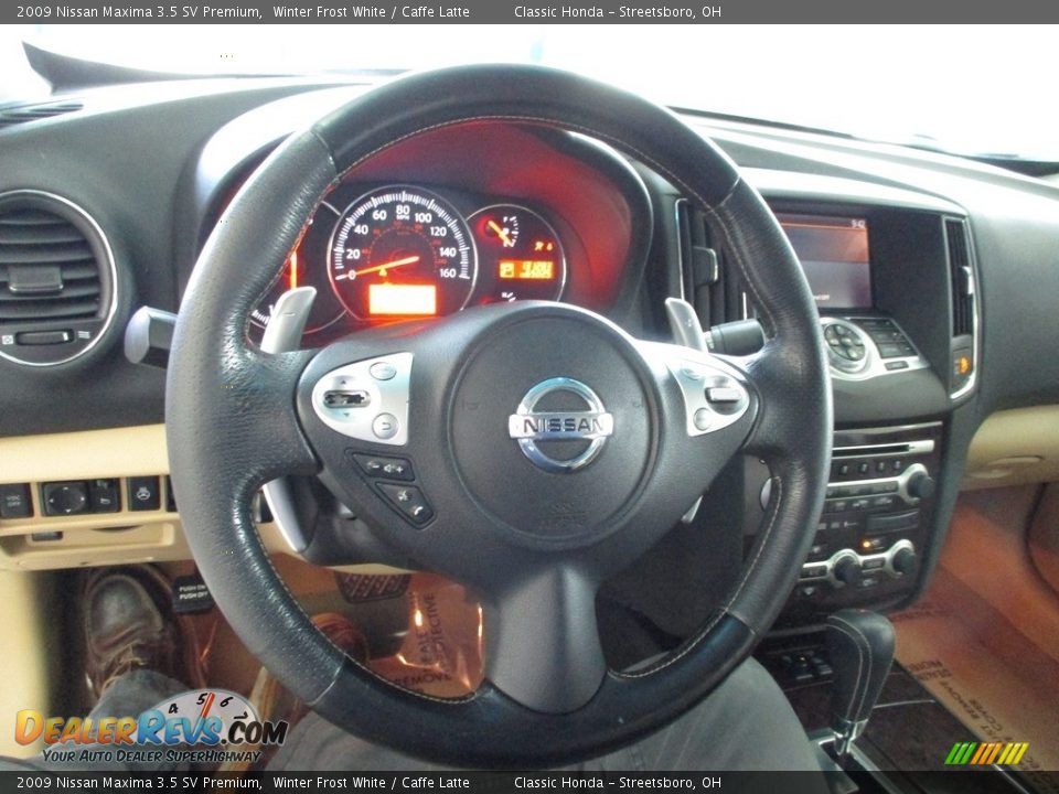 2009 Nissan Maxima 3.5 SV Premium Winter Frost White / Caffe Latte Photo #33