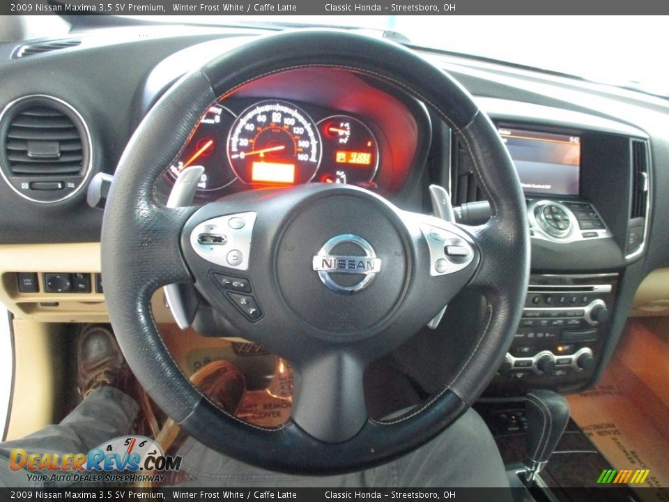 2009 Nissan Maxima 3.5 SV Premium Winter Frost White / Caffe Latte Photo #34