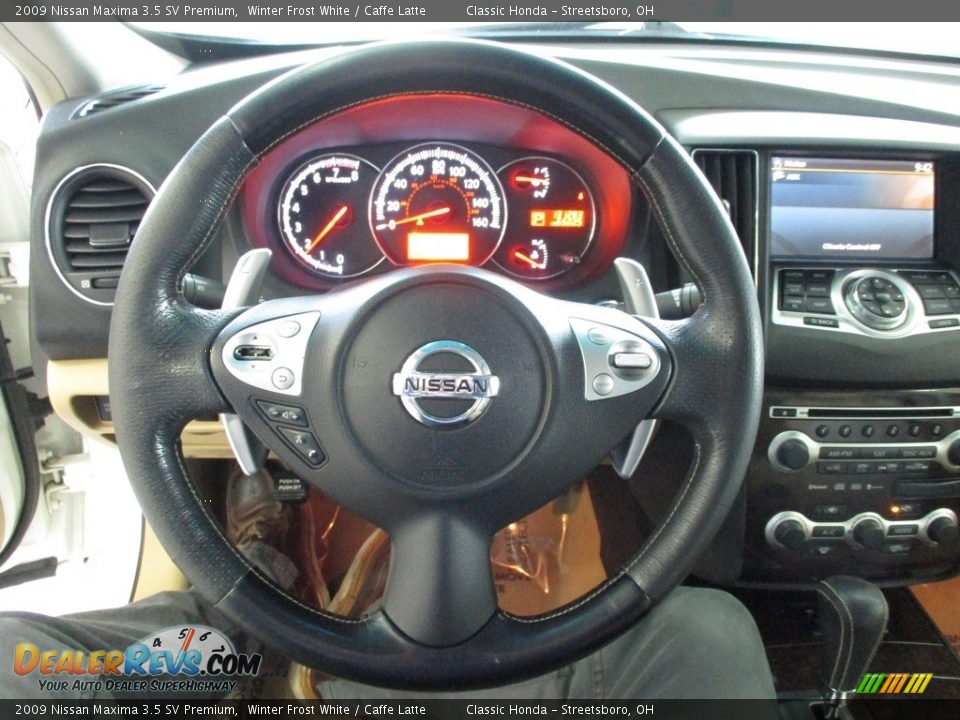 2009 Nissan Maxima 3.5 SV Premium Winter Frost White / Caffe Latte Photo #35