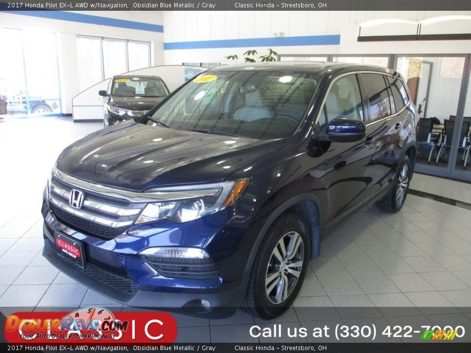 2017 Honda Pilot EX-L AWD w/Navigation Obsidian Blue Metallic / Gray Photo #1