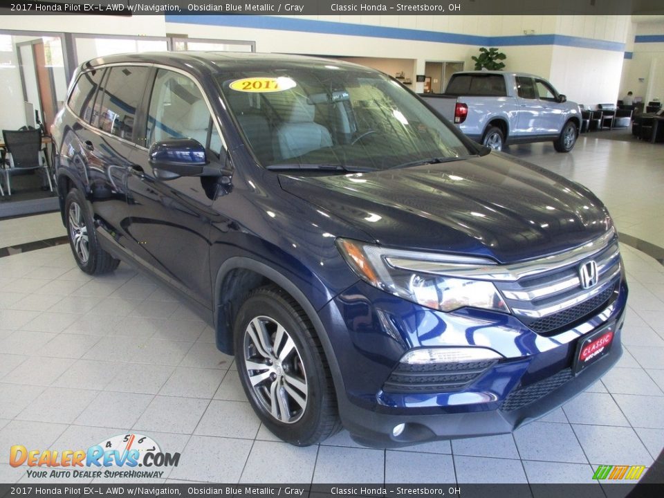 2017 Honda Pilot EX-L AWD w/Navigation Obsidian Blue Metallic / Gray Photo #3