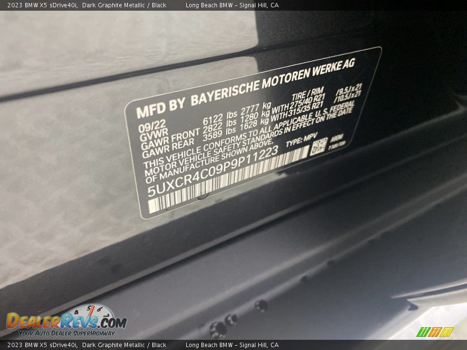 2023 BMW X5 sDrive40i Dark Graphite Metallic / Black Photo #26