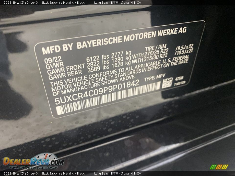 2023 BMW X5 sDrive40i Black Sapphire Metallic / Black Photo #26