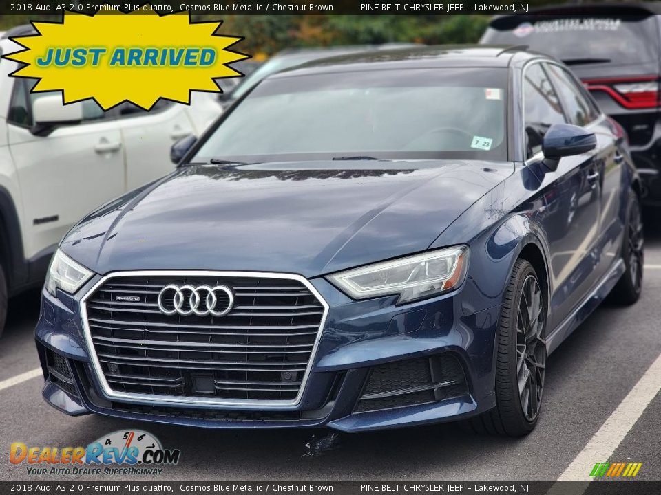 2018 Audi A3 2.0 Premium Plus quattro Cosmos Blue Metallic / Chestnut Brown Photo #1