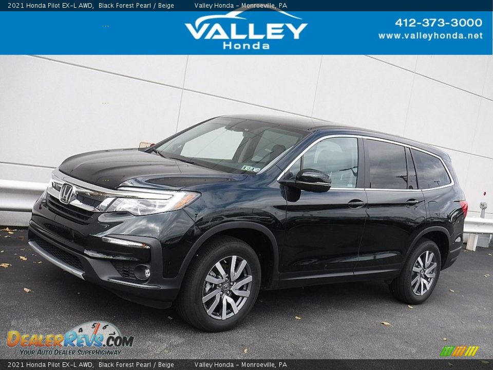 2021 Honda Pilot EX-L AWD Black Forest Pearl / Beige Photo #1