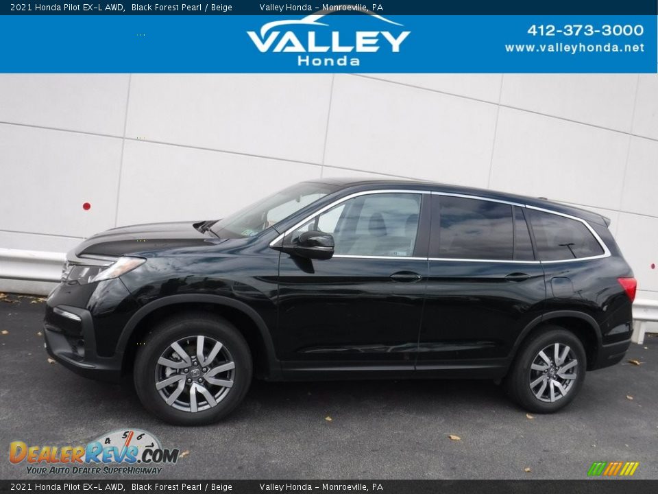 2021 Honda Pilot EX-L AWD Black Forest Pearl / Beige Photo #2