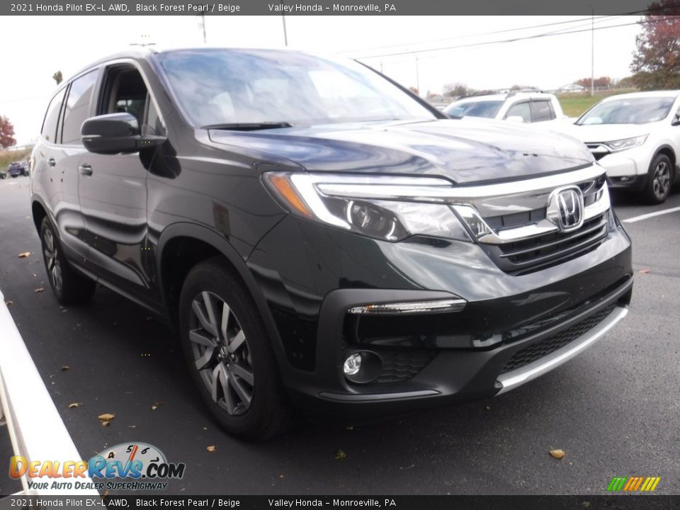 2021 Honda Pilot EX-L AWD Black Forest Pearl / Beige Photo #6