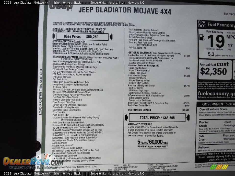 2023 Jeep Gladiator Mojave 4x4 Window Sticker Photo #31