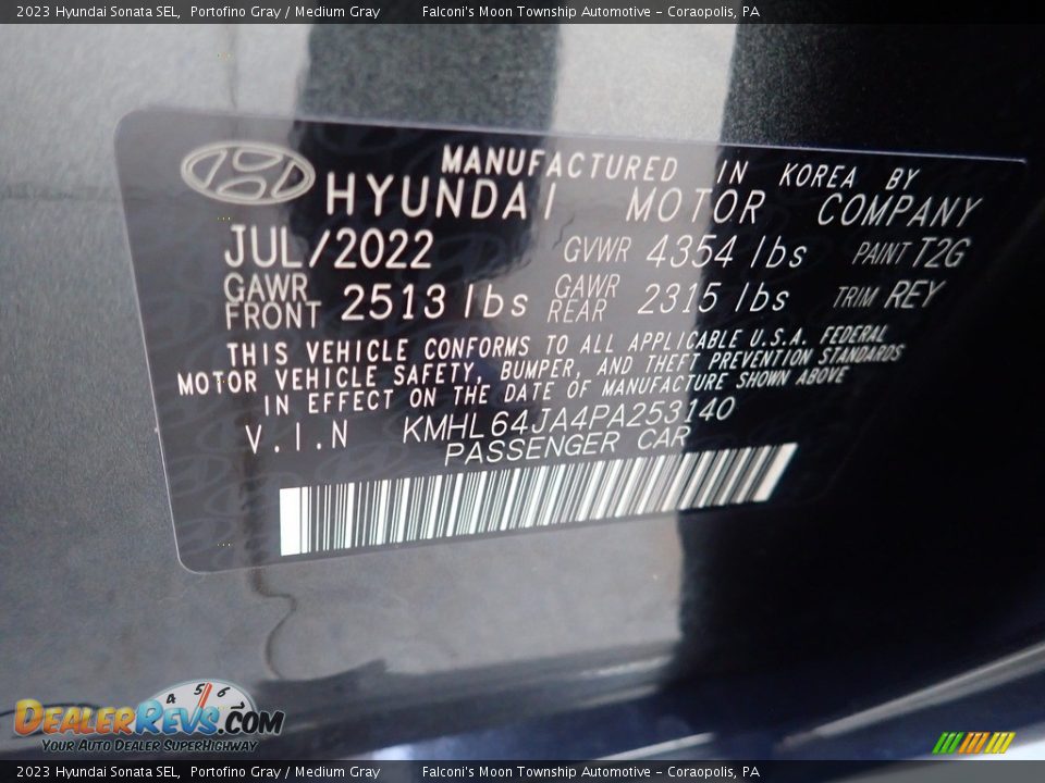 2023 Hyundai Sonata SEL Portofino Gray / Medium Gray Photo #18