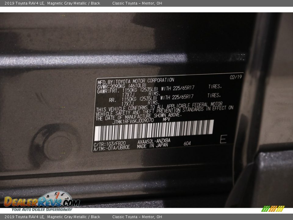 2019 Toyota RAV4 LE Magnetic Gray Metallic / Black Photo #20