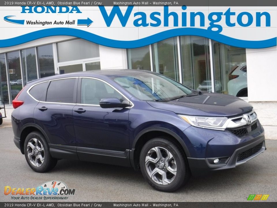 2019 Honda CR-V EX-L AWD Obsidian Blue Pearl / Gray Photo #1