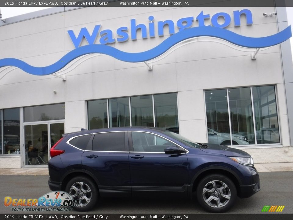 2019 Honda CR-V EX-L AWD Obsidian Blue Pearl / Gray Photo #2