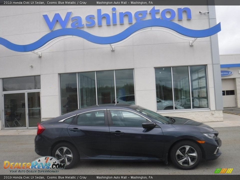 2019 Honda Civic LX Sedan Cosmic Blue Metallic / Gray Photo #2