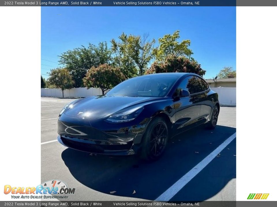 2022 Tesla Model 3 Long Range AWD Solid Black / White Photo #1