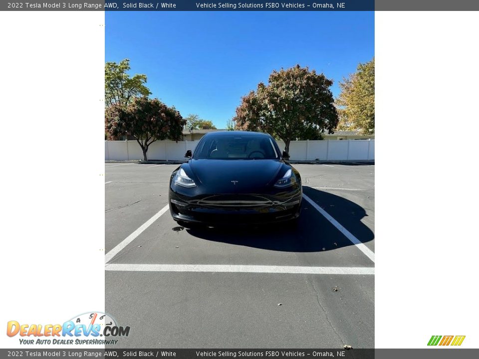 2022 Tesla Model 3 Long Range AWD Solid Black / White Photo #2