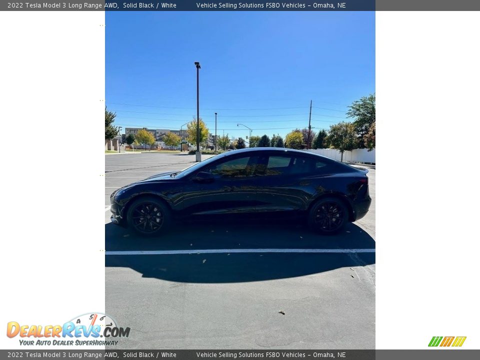 2022 Tesla Model 3 Long Range AWD Solid Black / White Photo #3