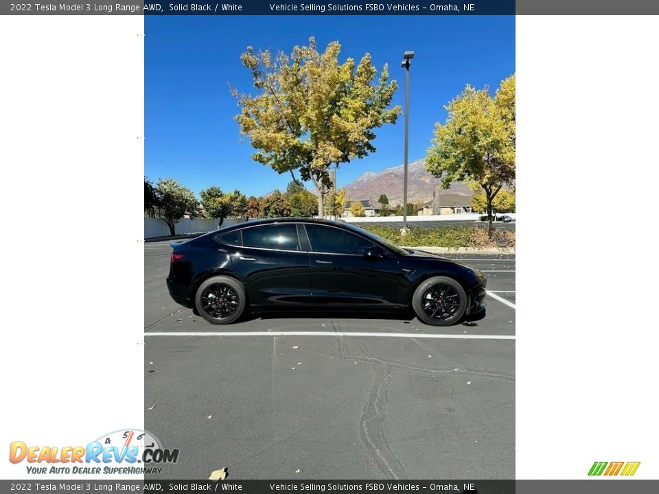 2022 Tesla Model 3 Long Range AWD Solid Black / White Photo #7