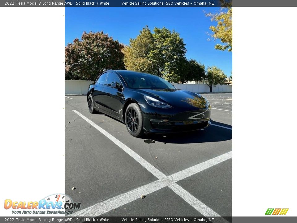 2022 Tesla Model 3 Long Range AWD Solid Black / White Photo #8