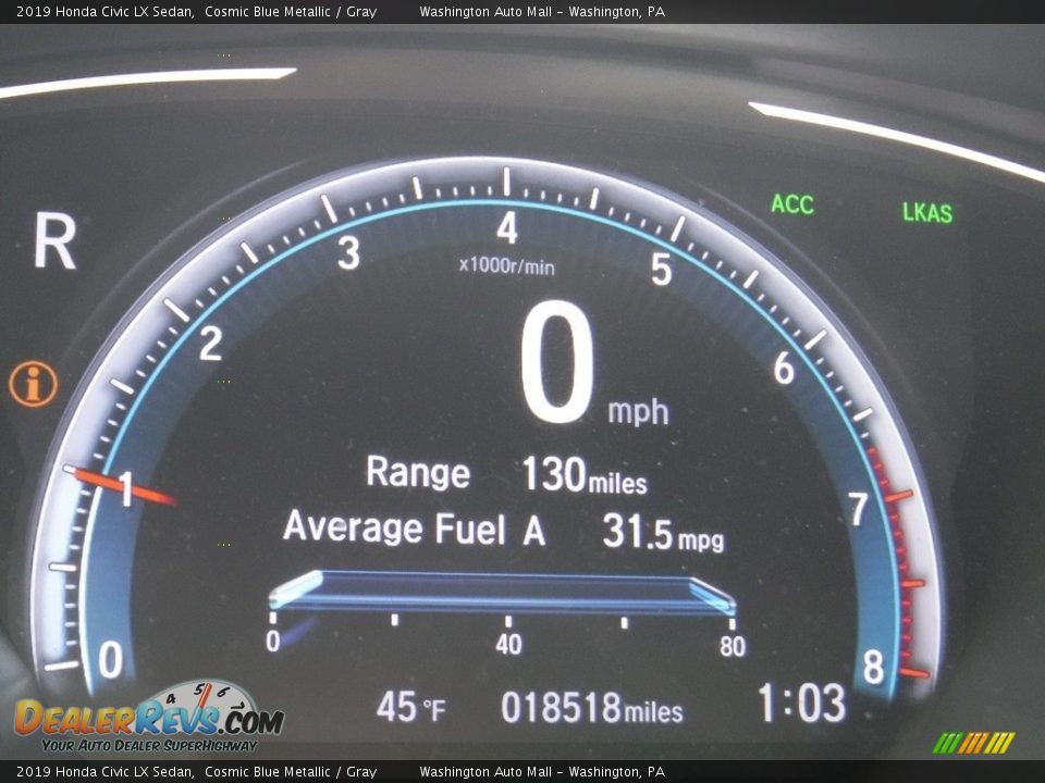 2019 Honda Civic LX Sedan Cosmic Blue Metallic / Gray Photo #27