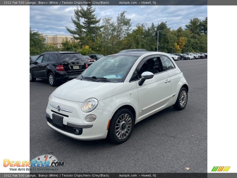 2012 Fiat 500 Lounge Bianco (White) / Tessuto Grigio/Nero (Grey/Black) Photo #2