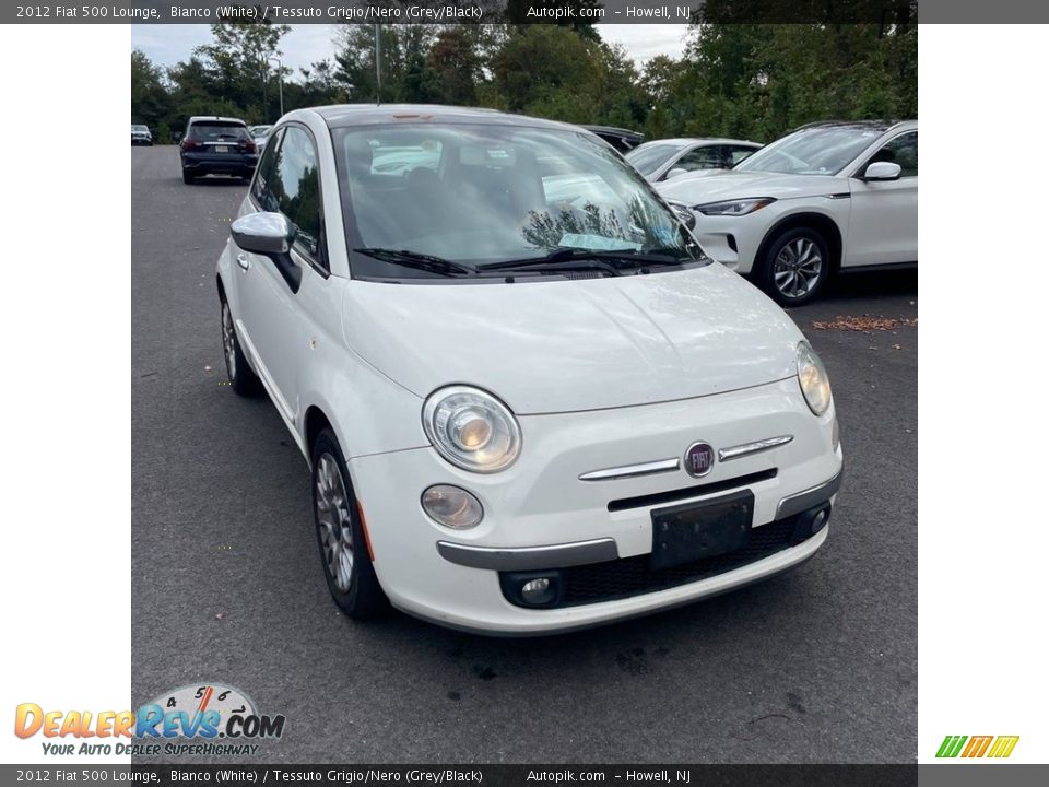 2012 Fiat 500 Lounge Bianco (White) / Tessuto Grigio/Nero (Grey/Black) Photo #4