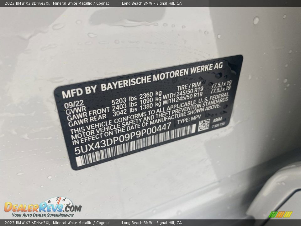 2023 BMW X3 sDrive30i Mineral White Metallic / Cognac Photo #26