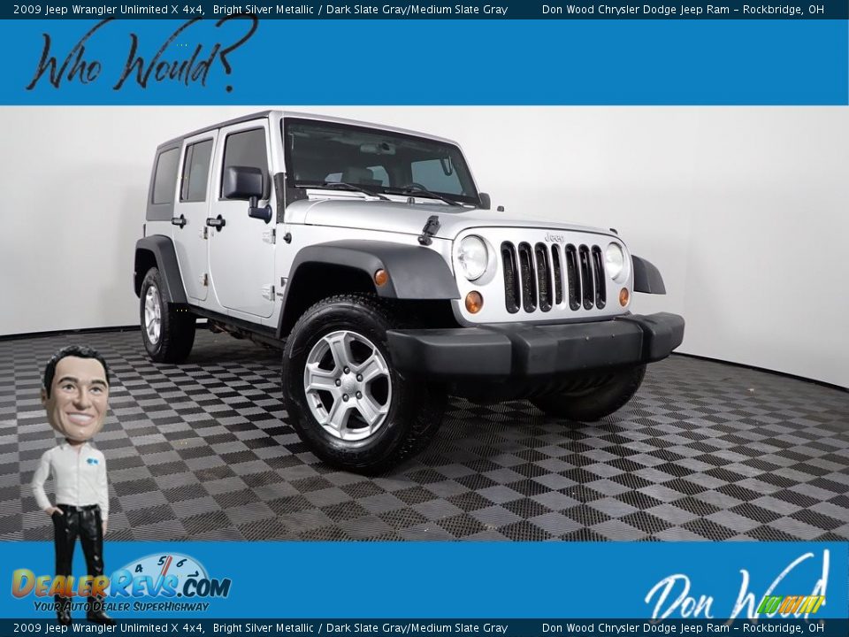 2009 Jeep Wrangler Unlimited X 4x4 Bright Silver Metallic / Dark Slate Gray/Medium Slate Gray Photo #1