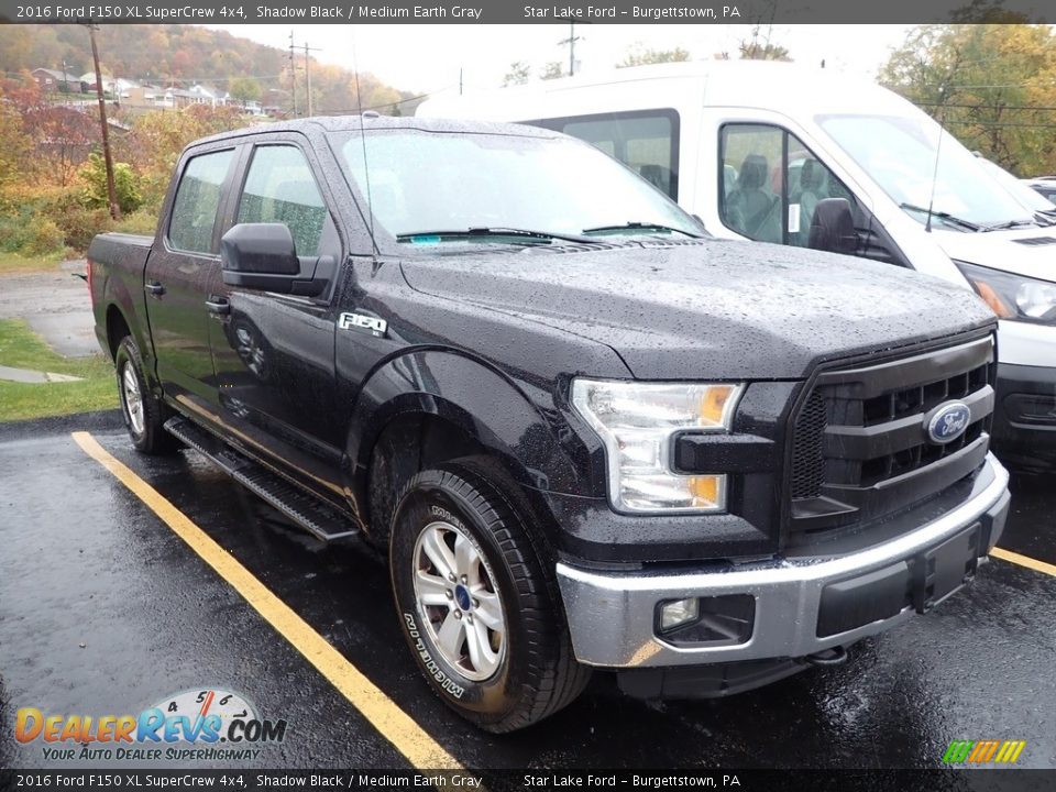 2016 Ford F150 XL SuperCrew 4x4 Shadow Black / Medium Earth Gray Photo #3