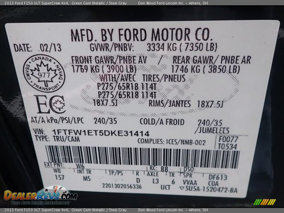 2013 Ford F150 XLT SuperCrew 4x4 Green Gem Metallic / Steel Gray Photo #15