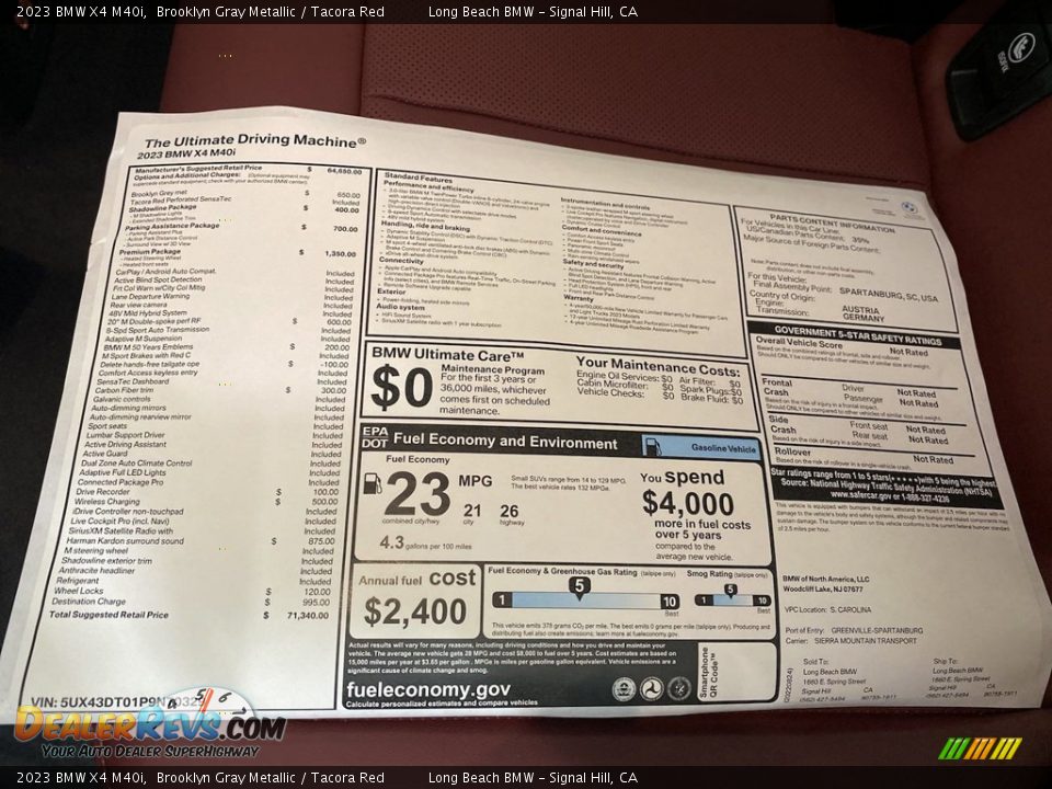 2023 BMW X4 M40i Window Sticker Photo #26