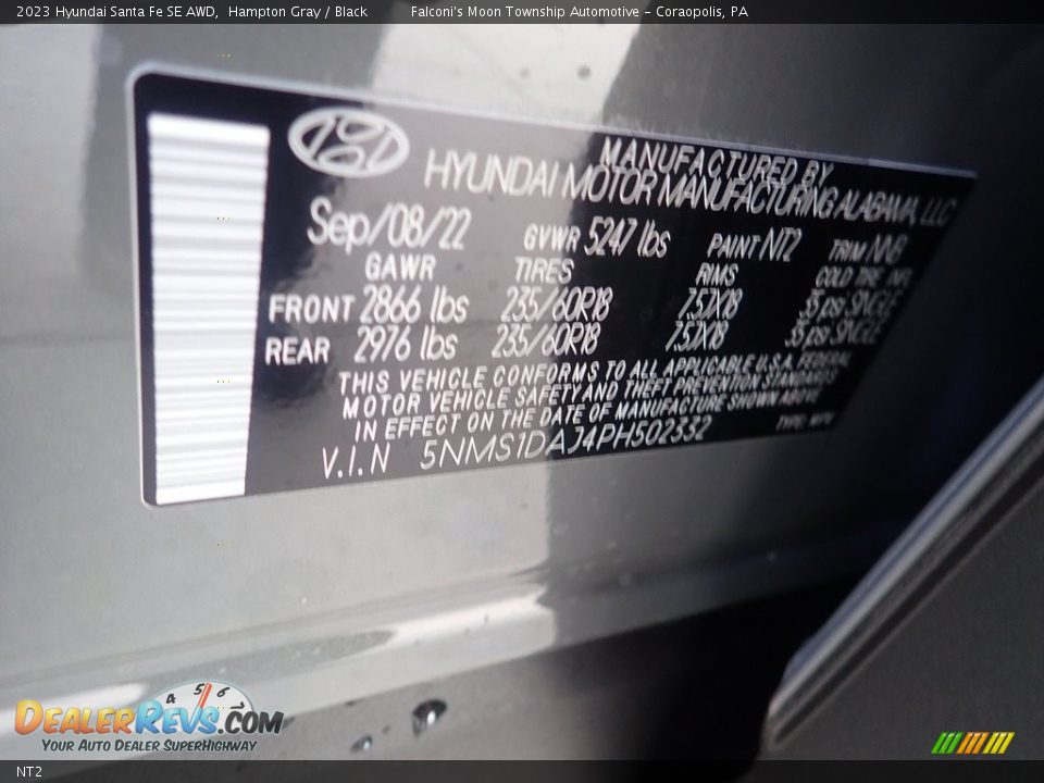 Hyundai Color Code NT2 Hampton Gray