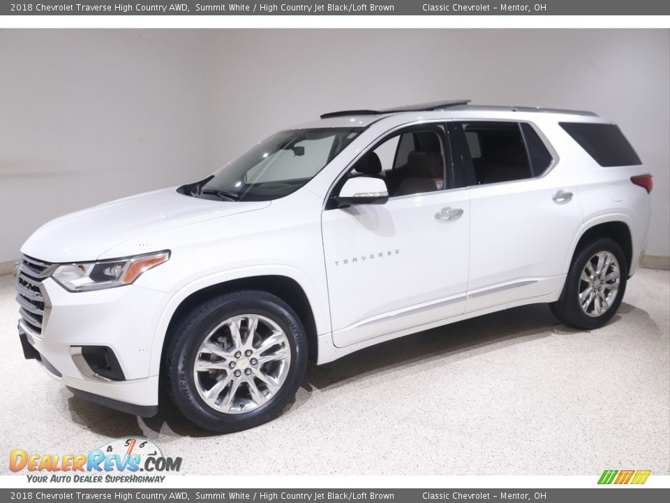 2018 Chevrolet Traverse High Country AWD Summit White / High Country Jet Black/Loft Brown Photo #3
