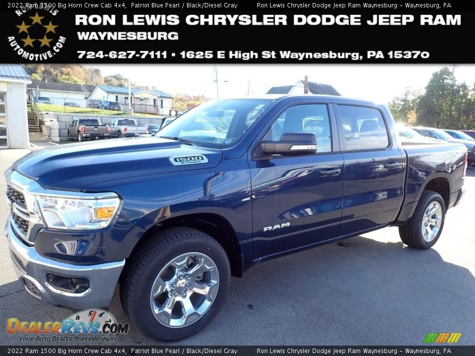 2022 Ram 1500 Big Horn Crew Cab 4x4 Patriot Blue Pearl / Black/Diesel Gray Photo #1