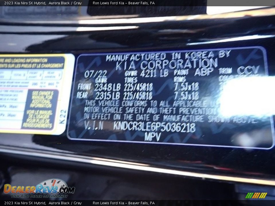 2023 Kia Niro SX Hybrid Aurora Black / Gray Photo #20