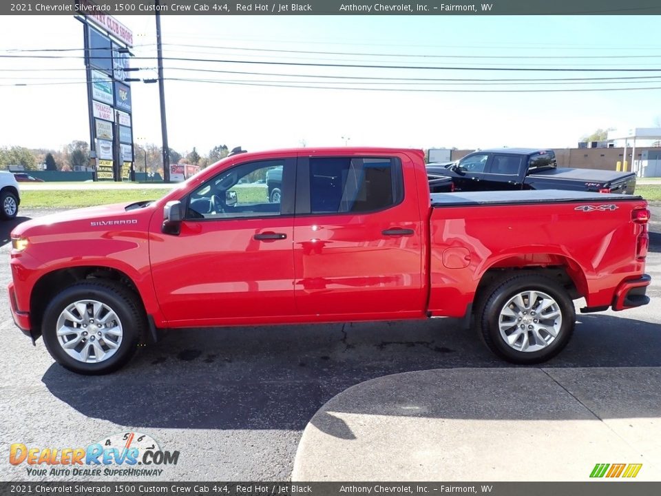 2021 Chevrolet Silverado 1500 Custom Crew Cab 4x4 Red Hot / Jet Black Photo #7