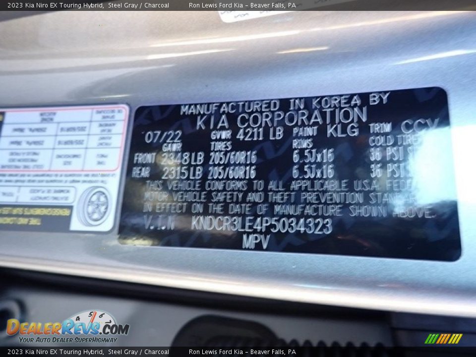 2023 Kia Niro EX Touring Hybrid Steel Gray / Charcoal Photo #20