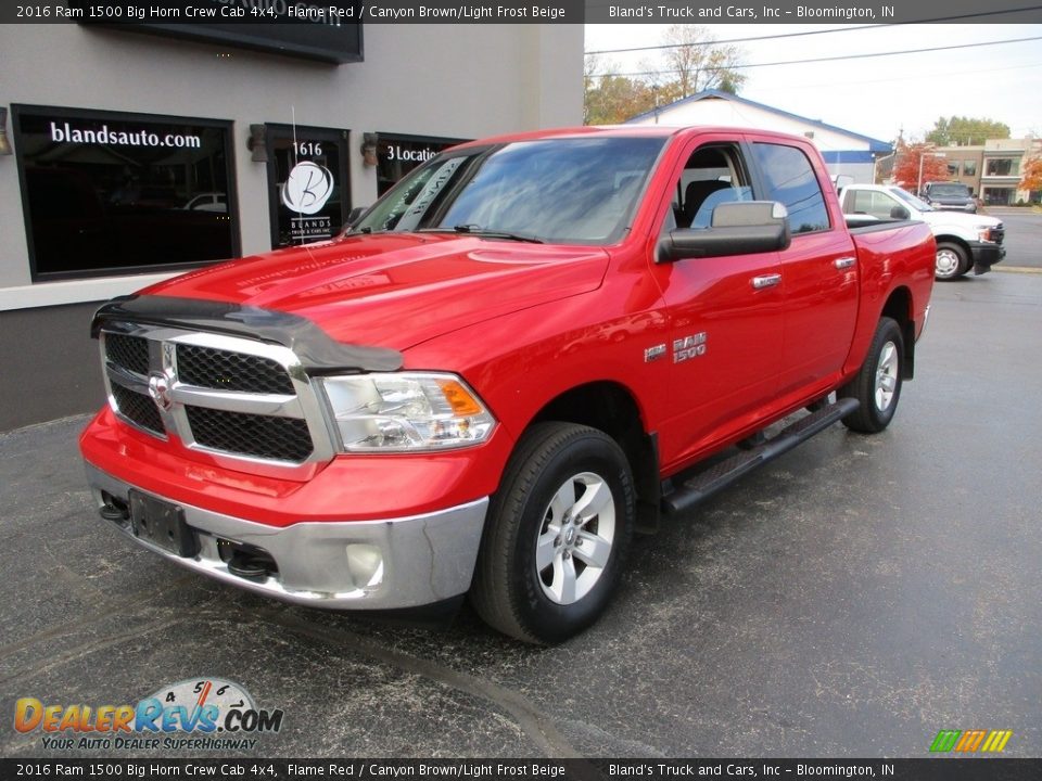 2016 Ram 1500 Big Horn Crew Cab 4x4 Flame Red / Canyon Brown/Light Frost Beige Photo #2