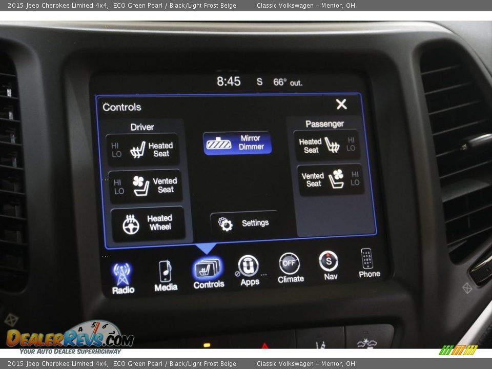 2015 Jeep Cherokee Limited 4x4 ECO Green Pearl / Black/Light Frost Beige Photo #10