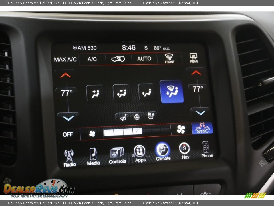 2015 Jeep Cherokee Limited 4x4 ECO Green Pearl / Black/Light Frost Beige Photo #11