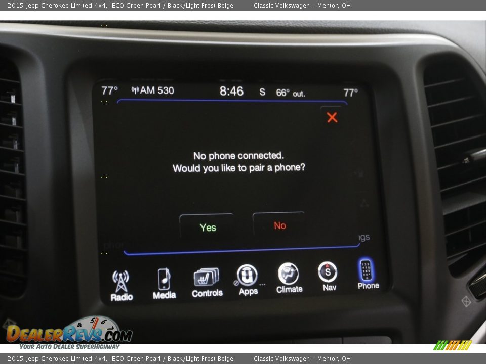 2015 Jeep Cherokee Limited 4x4 ECO Green Pearl / Black/Light Frost Beige Photo #13