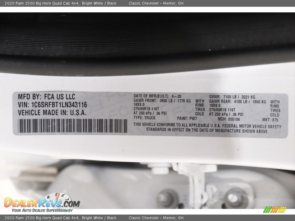 2020 Ram 1500 Big Horn Quad Cab 4x4 Bright White / Black Photo #22