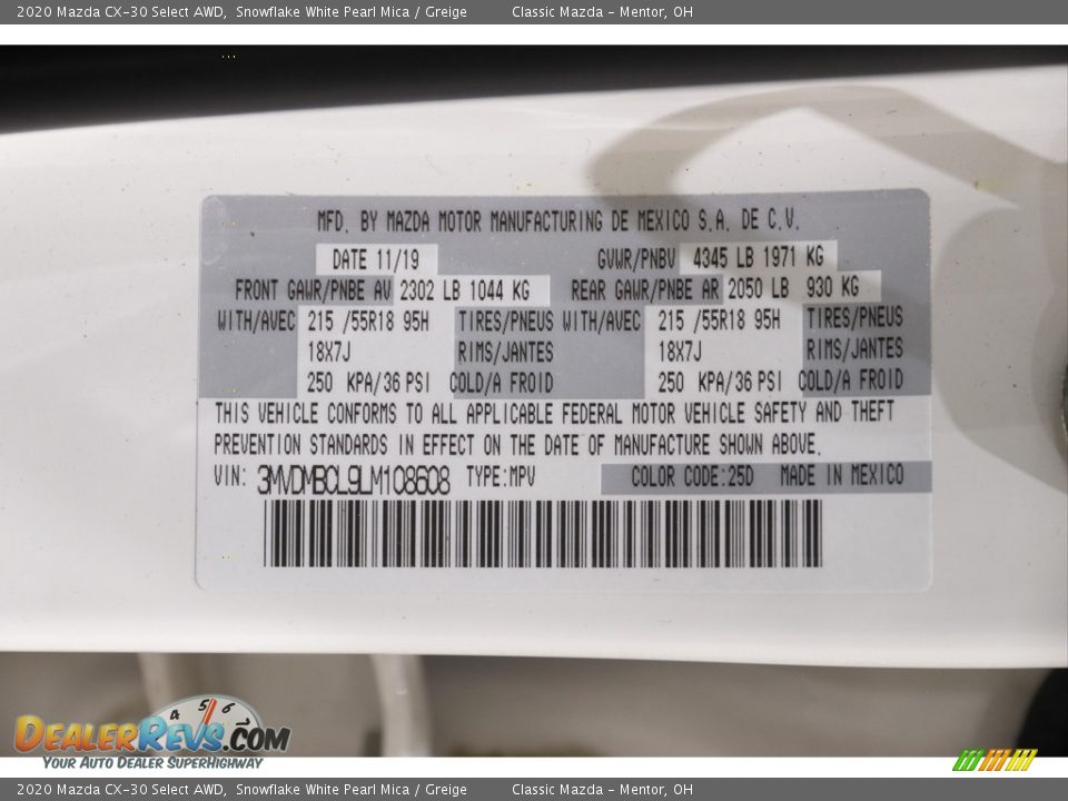 2020 Mazda CX-30 Select AWD Snowflake White Pearl Mica / Greige Photo #21