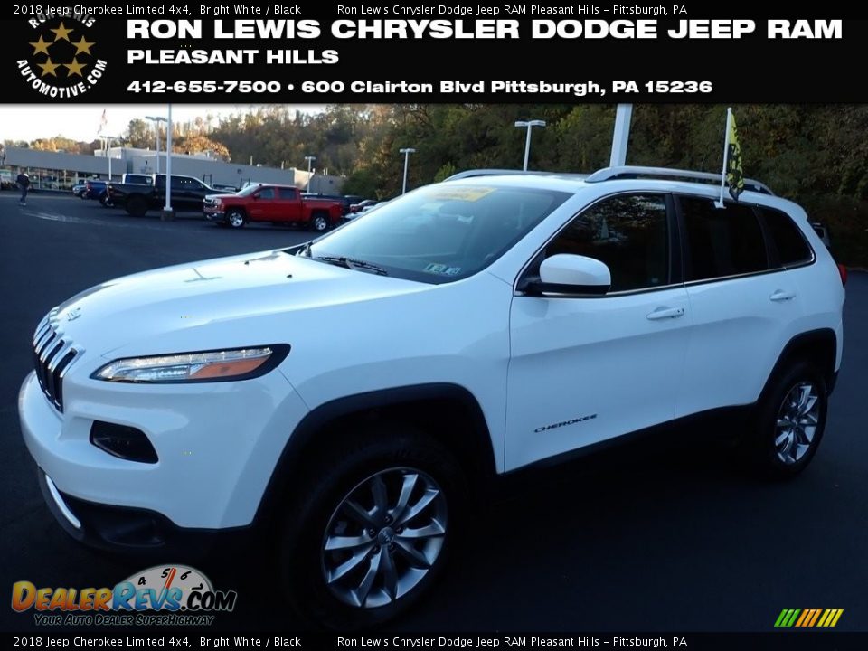 2018 Jeep Cherokee Limited 4x4 Bright White / Black Photo #1