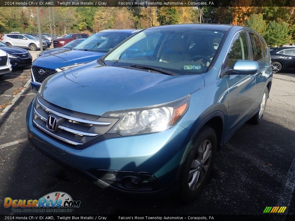 2014 Honda CR-V EX AWD Twilight Blue Metallic / Gray Photo #1