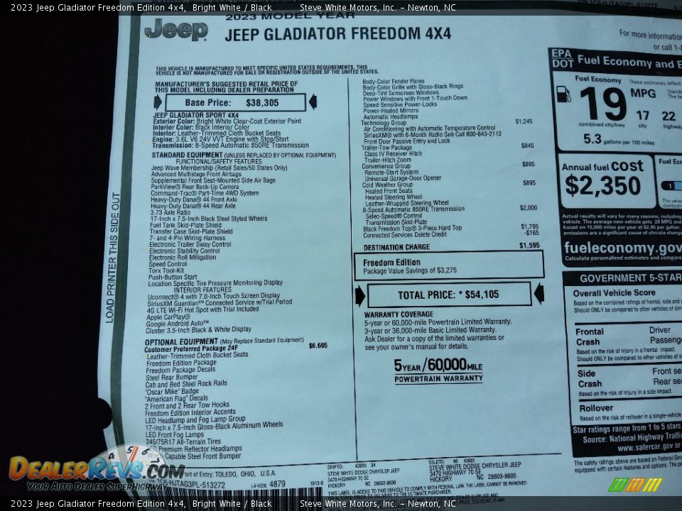 2023 Jeep Gladiator Freedom Edition 4x4 Window Sticker Photo #30