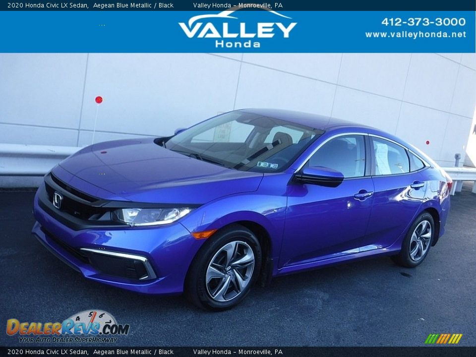2020 Honda Civic LX Sedan Aegean Blue Metallic / Black Photo #1
