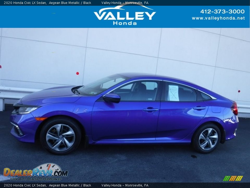 2020 Honda Civic LX Sedan Aegean Blue Metallic / Black Photo #2